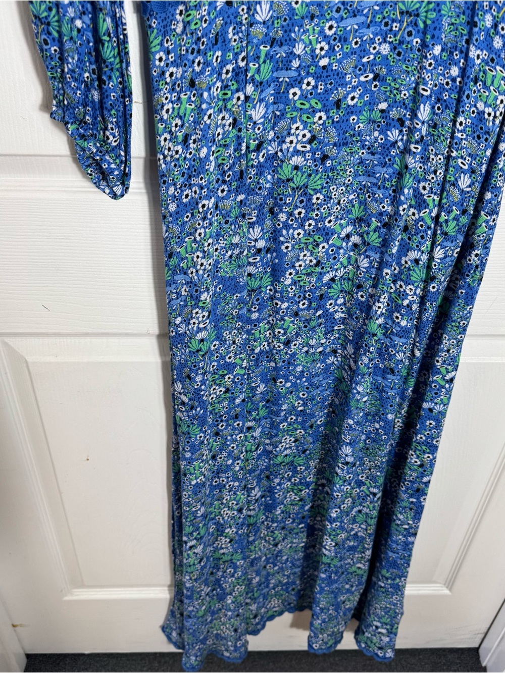 Poupette St Barth Joan Floral Maxi Dress Blue Crochet Waist Size M - Picture 8 of 13